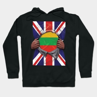 Lithuania Flag Great Britain Flag Ripped - Gift for Lithuanian From Lithuania Hoodie